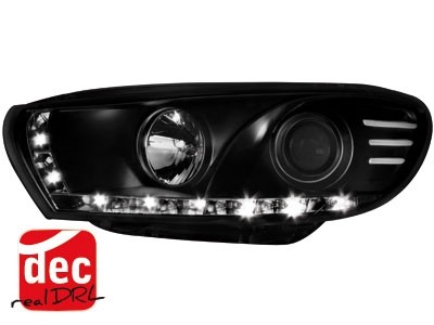 Koplampen VW Scirocco lll 08-14 Devil Eyes real DRL LED Zwart