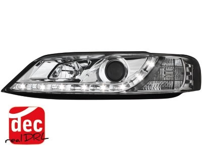 Koplampen Opel Vectra B 96-98 Devil Eyes real DRL LED Chroom