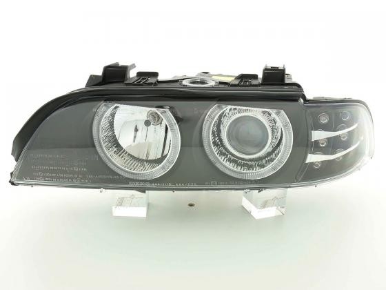 Koplampen angel eyes Bmw 5-serie E39 95-00 zwart