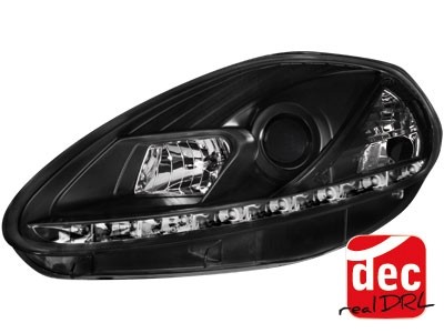 Koplampen Fiat Grande Punto 05-08 Devil Eyes real DRL LED Zwart