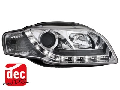 Koplampen Audi A4 B7 04-08 Devil Eyes real DRL LED Chroom