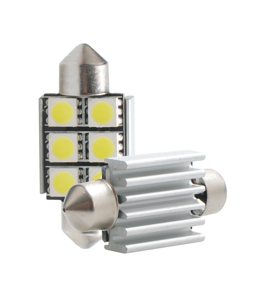 Buislampjes LED C5W/s8.5V 12v 6x SMD 5050 wit