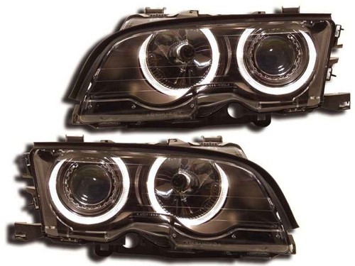 Koplampen BMW E46 99-01 Coupe/Cabrio Angel Eyes zwart