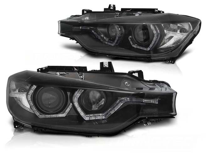 Koplampen BMW 3-Serie F30/F31 Angel Eyes LED DRL Zwart