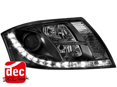 Koplampen Audi TT 8N Devil Eyes DRL look zwart 10 pin