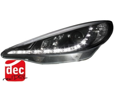 Koplampen Peugeot 207 06- Devil Eyes real DRL LED Zwart