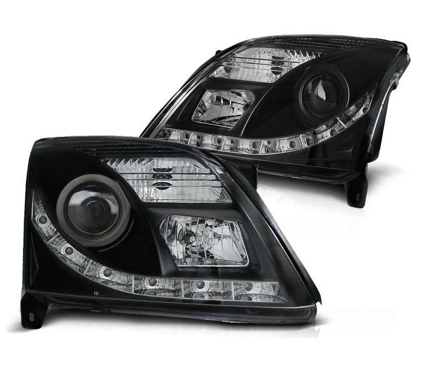 DRL-look Koplampen Opel Vectra C 02-08/05 Zwart