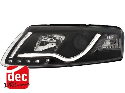 Koplampen Audi A6 4F 04-07 real DRL Evo Zwart HID Xenon