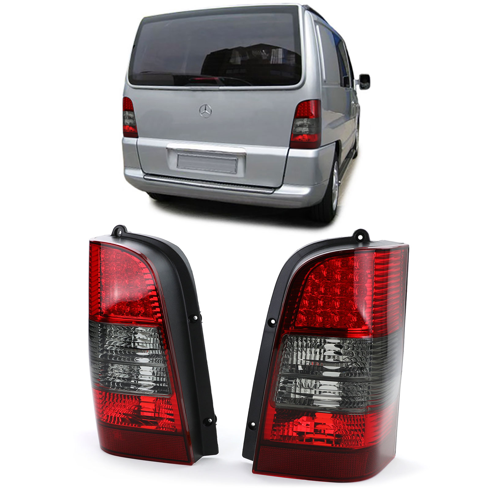 Achterlichten Mercedes Vito W638 96-03 LED Rood/Smoke