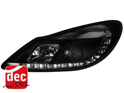 Koplampen Opel Corsa D 06 Devil Eyes real DRL LED Zwart