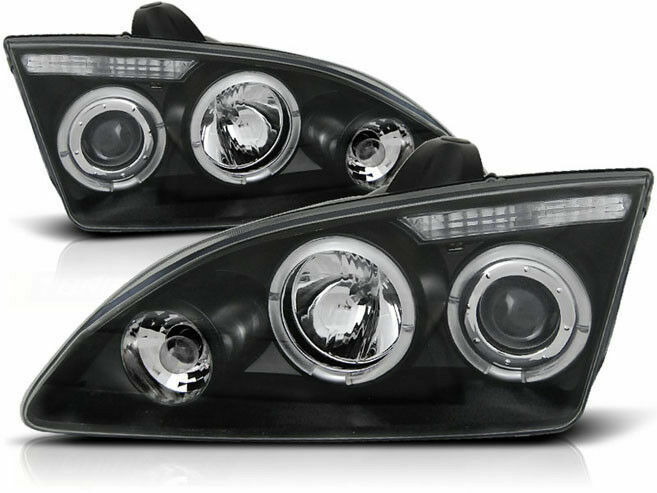 Koplampen Ford Focus 04-08 Angel Eyes zwart