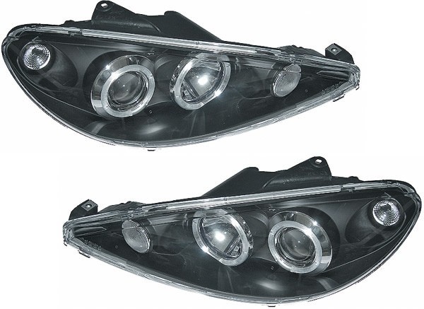 Koplampen Peugeot 206 98-02 Angel Eyes zwart