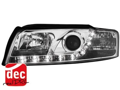 Koplampen Audi A4 8E 01-04 Devil Eyes real DRL LED Chroom