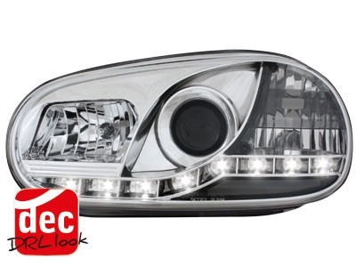 Koplampen VW Golf IV Devil Eyes DRL look chroom