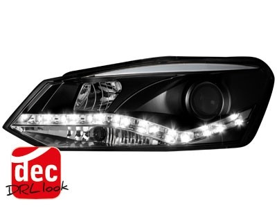 Koplampen VW Polo 6R 10-14 DRL look Devil Eyes Zwart