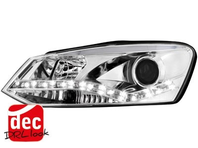 Koplampen VW Polo 6R / 6C 10-14 DRL look Devil Eyes Chroom