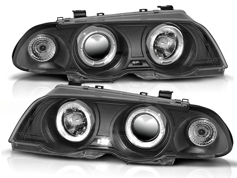 Koplampen BMW E46 98-01 Sedan/Touring Angel Eyes Zwart