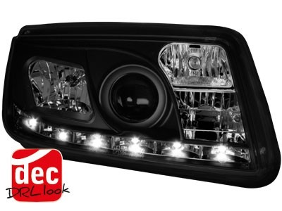 Koplampen VW Bora DRL look Devil Eyes Zwart