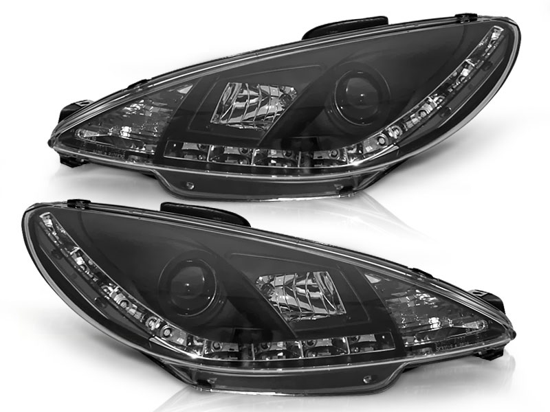 Koplampen Peugeot 206 98-07 Devil Eyes real DRL LED Zwart