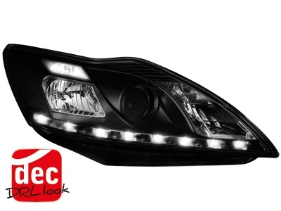 Koplampen ford focus 08-11 Devil Eyes DRL-look zwart