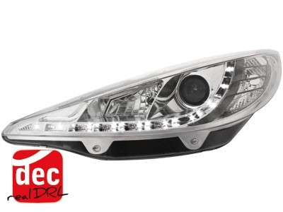 Koplampen Peugeot 207 06- Devil Eyes real DRL LED Chroom