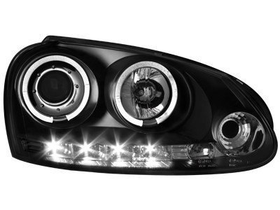 Koplampen VW Golf V Angel Eyes LED zwart