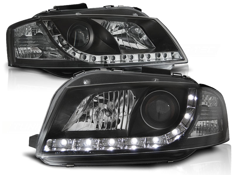 Koplampen Audi A3 8P 03-08 LED Devil Eyes DRL look zwart