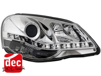 Koplampen VW Polo 9N3 05-09 DRL look Devil Eyes Chroom