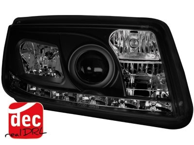 Koplampen VW Bora 99-08 Devil Eyes real DRL LED Zwart