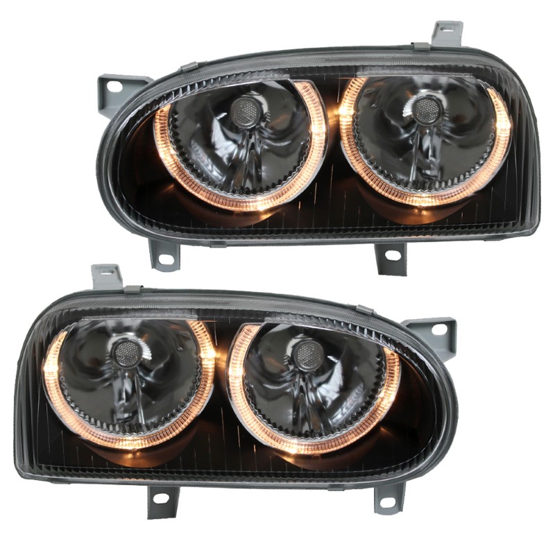 Koplampen VW Golf III 91-97 Angel Eyes Zwart