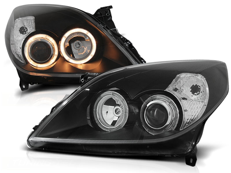 Koplampen Opel Vectra C 05-08 Angel Eyes zwart