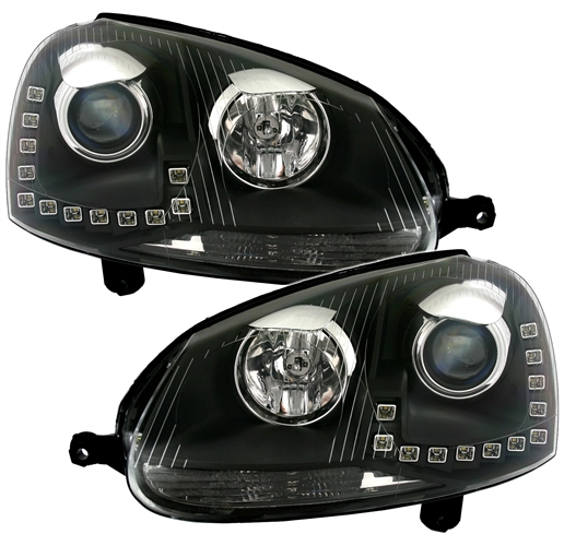 Koplampen VW Golf V DRL GTI DRL look zwart