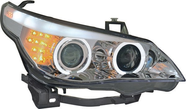 Koplampen BMW E60 Chrome 04 -07 LED F10 look