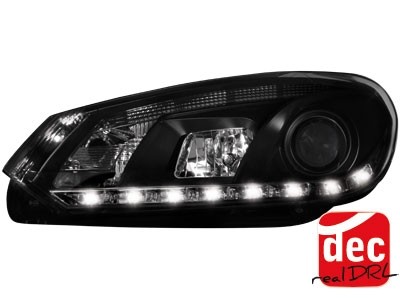 Koplampen VW Golf VI Devil Eyes DRL look zwart