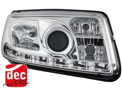 Koplampen VW Bora 99-08 Devil Eyes real DRL LED Chroom