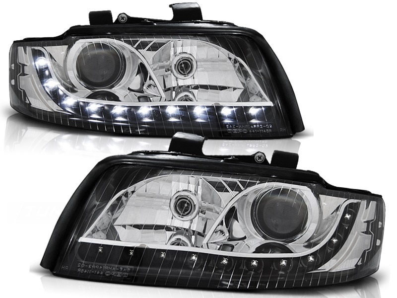 Koplampen Audi A4 8E Devil Eyes DRL look zwart