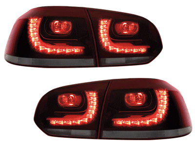 Achterlichten led VW Golf VI 10/08- R-look Rood/Smoke