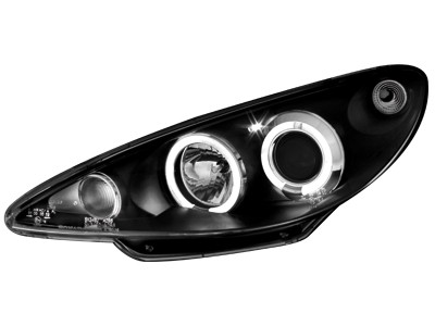 Koplampen Peugeot 206 98-02 Angel Eyes zwart