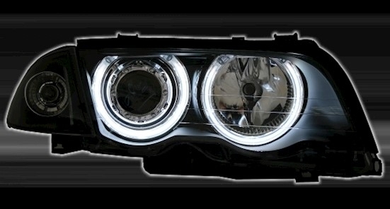 Koplampen BMW E46 4drs 98-01 Angel Eyes Ice CCFL