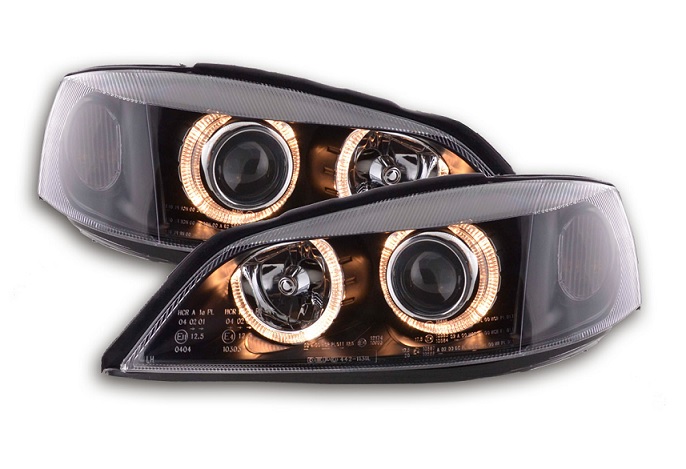 Koplampen Opel Astra G Angel Eyes zwart