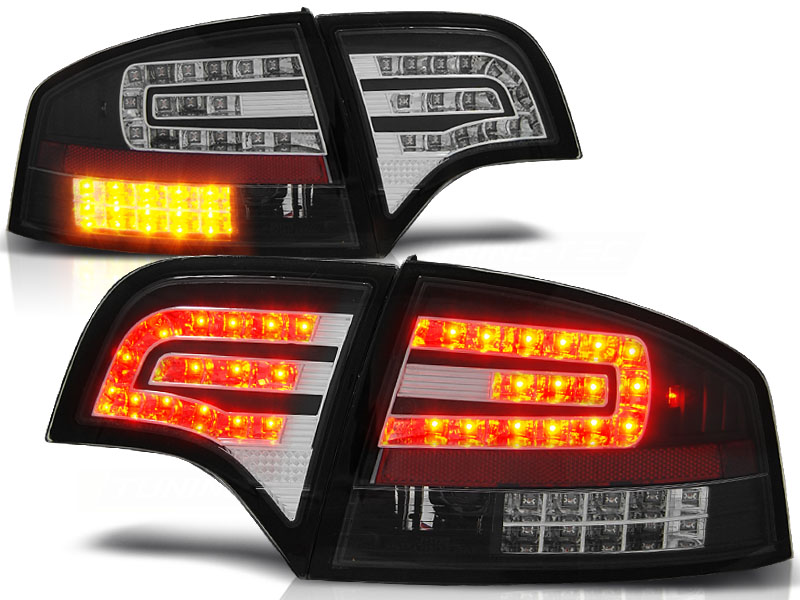 Achterlichten Audi A4, 04-07 limousine LED helder zwart