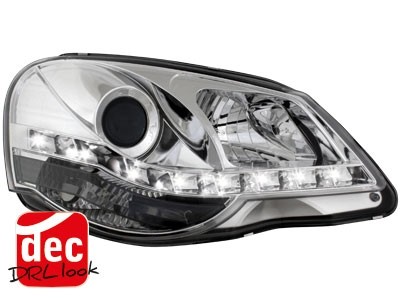 Koplampen VW Polo 9N3 05-09 DRL look Devil Eyes Chroom