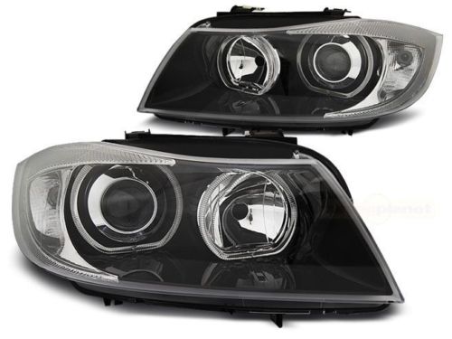 Koplampen BMW E90/E91 Angel Eyes LED zwart