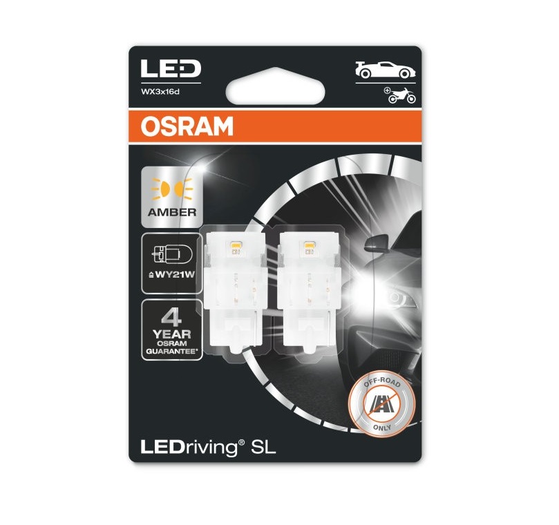 WY21W T20 Osram LEDriving 7504DYP-02B 3W Amber