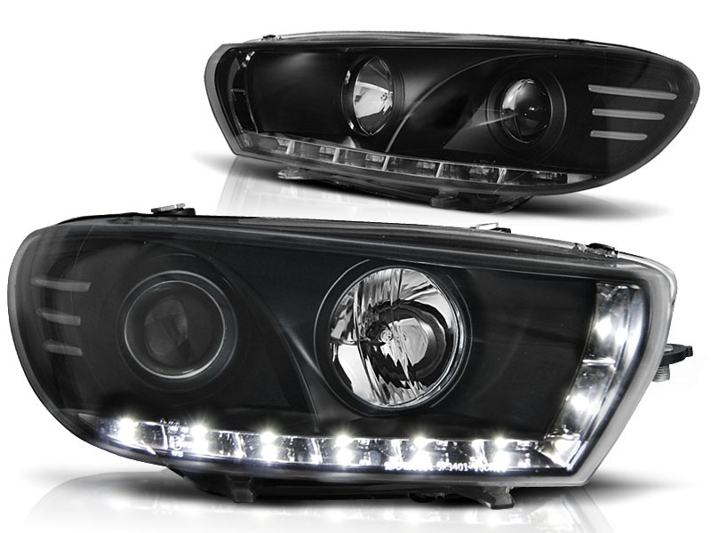 Koplampen VW Scirocco 08-14 DRL look Devil Eyes Zwart