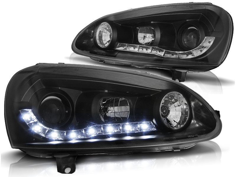 Koplampen VW Golf V Devil Eyes DRL look met ELR zwart