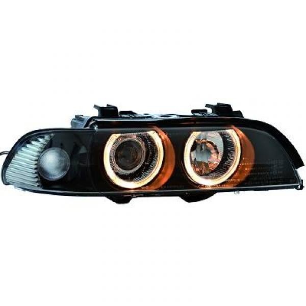 Koplampen BMW 5 serie E39 00-03 XENON/Zwart Angel eyes