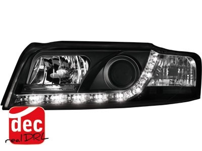 Koplampen Audi A4 8E 01-04 Devil Eyes real DRL LED Zwart