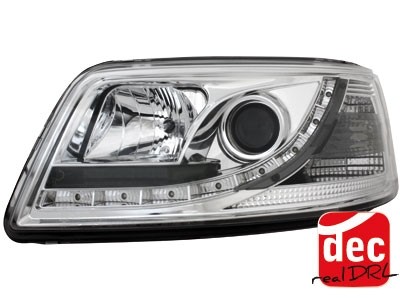 Koplampen VW T5 03-09 Devil Eyes real DRL LED Chroom