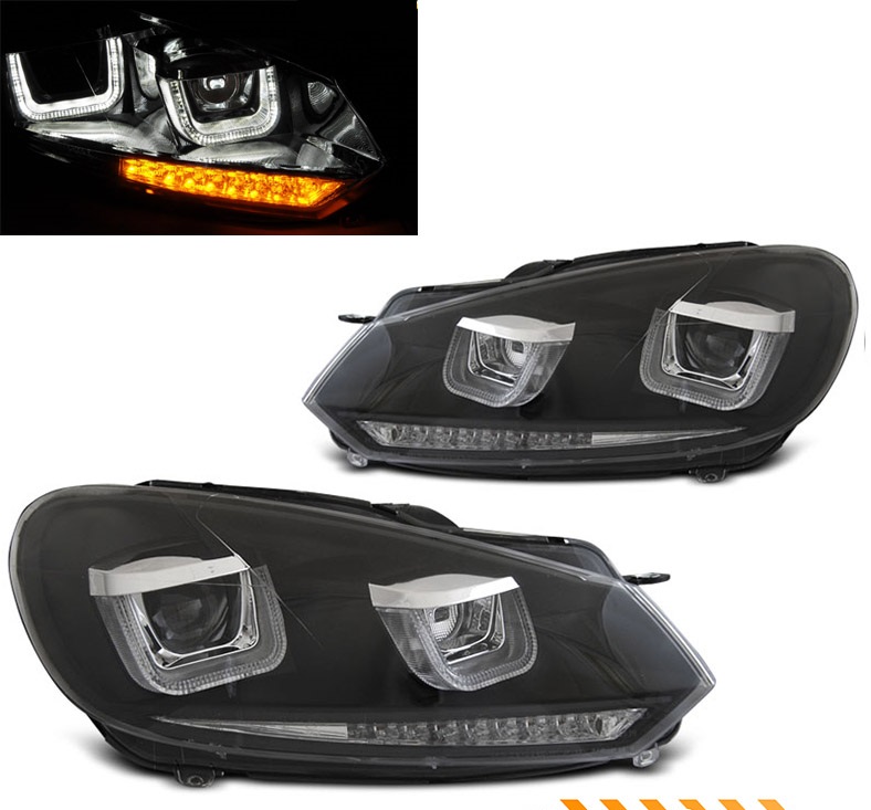 Koplampen VW Golf VI Tube Dynamic LED zwart